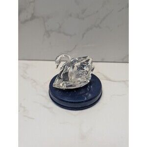 Swarovski Crystal Swan Figurine Clear Faceted w Original Box Austria Mid Size